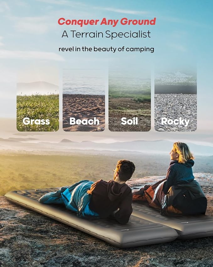 QPAU Sleeping Pad for Camping, Camping Mattress, 76''X26'', 4.7'' Extra-Thick Enhanced Support, with Built-in Foot Pump, for Camping, Hiking - Airpad, Backpacking and Home, (Grey)