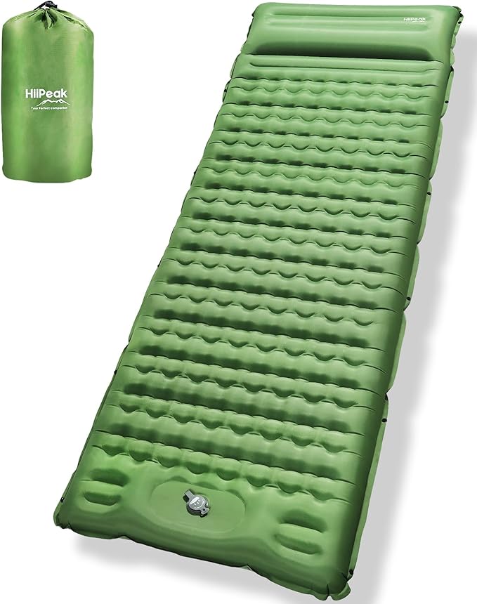 HiiPeak Sleeping Pad - Ultralight Inflatable Sleeping Mat with Built-in Foot Pump, Durable Compact Waterproof Camping Air Mattress for Camping, Backpacking, Hiking, Tent Trap Traveling