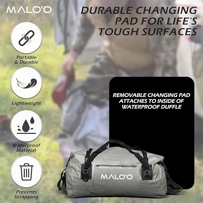 Malo'o 3-in-1 Wetsuit Changing Bag – Integrated changing mat, wetsuit watertight carry bag and XL 60 Liter Roll-Top Dry Bag. Surfing, Paddle-Boarding