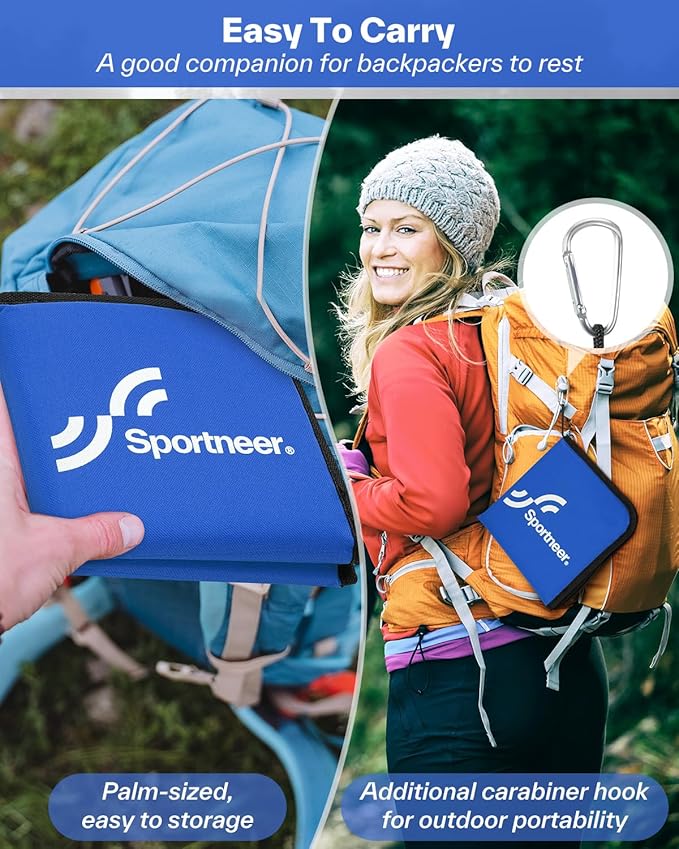 Sportneer Sitting Pad, Sit Pads for Backpacking Portable Camping Sit Pad Waterproof Folding Pad Stadium Seat Pad for for Camping Picnics Hiking