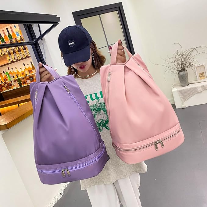 Swimming Bag Dry Wet Separation Female Sports Fitness Bag Waterproof Travel Storage Bag Yoga Bag Travel Backpack (pink)