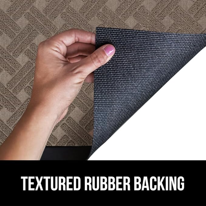 GORILLA GRIP 100% Waterproof All-Season WeatherMax Doormat, 23x35, Durable Natural Rubber, Stain and Fade Resistant, Low Profile, Indoor Outdoor Door Mats, Easy Clean Entrance Mat, Taupe Basket Weave