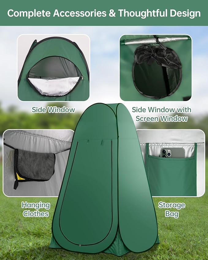 Camping Bathroom Tent and Toilet, 16.5'' XL Portable Toilet Tent for Adults Camping Toilets Portable Tent, Pop Up Privacy Toilet Tent for Camping