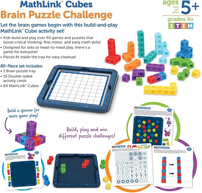 Learning Resources MathLink Cubes Brain Puzzle Challenge