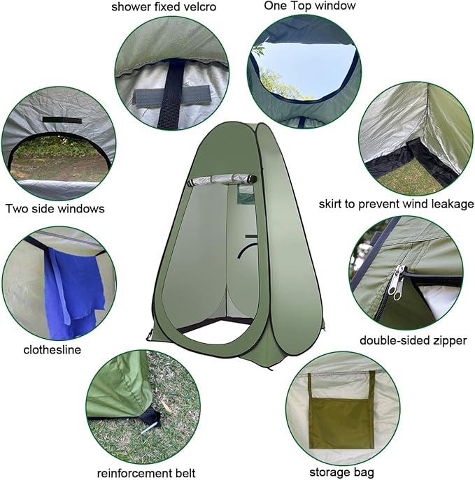 Portable Outdoor Camping Toilet Kit for Adults,Pop Up Privacy Tent, Camping Folding Toilet, 30 Toilet Bags, Washable Foldable for Travel, RV, Car, Beach, Hiking