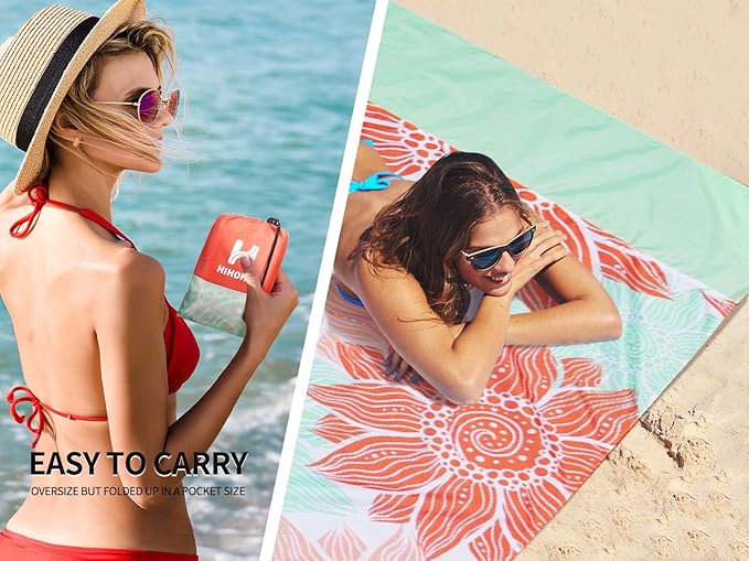 Beach Blanket Waterproof Sandproof Extra Large Beach Mat 79" X 83"/120"x108"for 1-8 Adults Quick Drying Durable Outdoor Picnic Mat for Beach Travel Camping Hiking