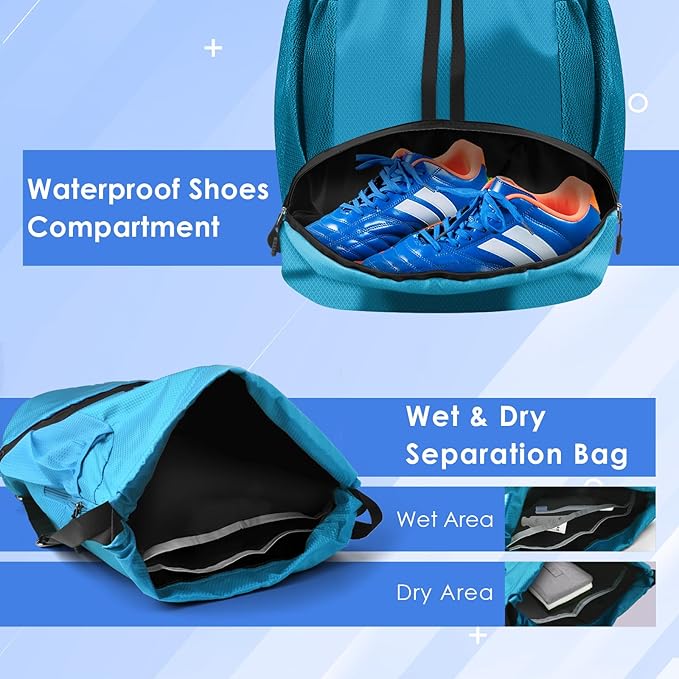 BROTOU Soccer Bags, Football Backpack, Volleyball Bag, Drawstring Soccer Backpack with Ball and Shoe Compartment