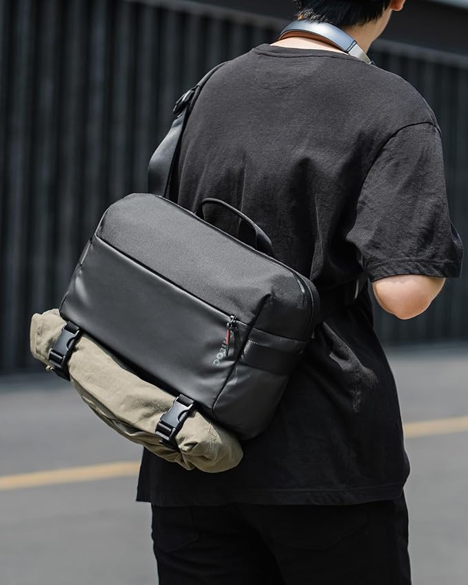 tomtoc Laptop Messenger Shoulder Bag for 13 inch iPad Pro/Air, 13 inch MacBook Pro/Air, Minimalist Chest Crossbody Bag, Water-resistant Everyday Carry Pack for Business, Travel, Work