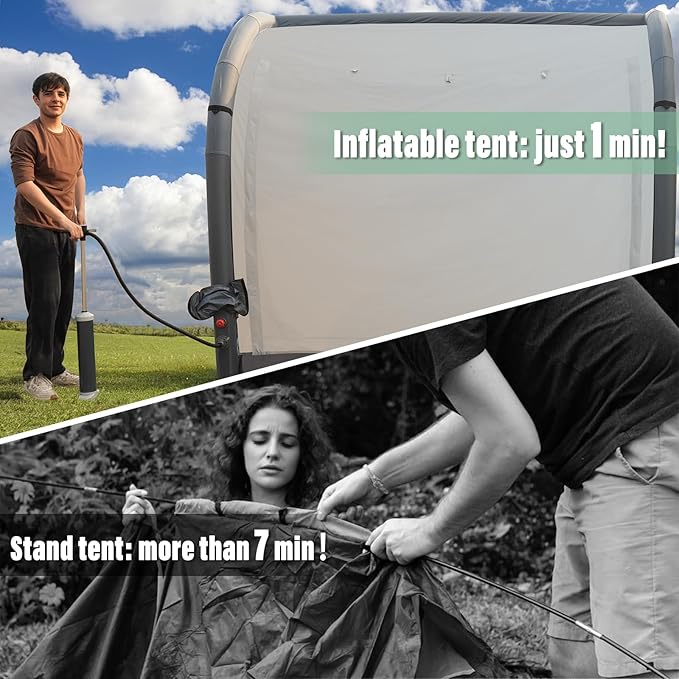 Inflatable SUV Tent for Camping, Large Quick Setup Blow Up Tents, 6-Person Tent with Detachable Car Attachment, Van Tents with Storage Bag &Projection Screen, Waterproof SUV Awning for Travel