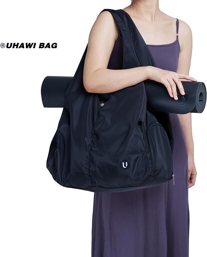 Gym bag with yoga mat holder Gym Bags for Women yoga bag with Shoes Compartment and Wet Dry Storage Pockets with Adjustable yoga mat holder (black)