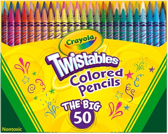 Crayola Twistables Colored Pencil Set (50ct), No Sharpen Colored Pencils For Kids, Coloring Book Pencils, Gifts for Kids, Ages 4+