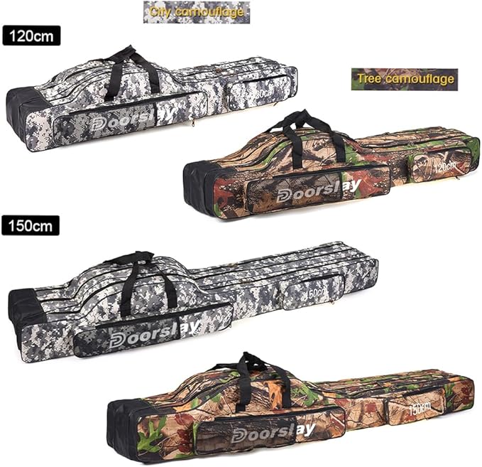 oorslay Portable Folding Fishing Tackle Storage Bags Oxford Fishing Rod Case Fishing Pole Bag Carry Organizer Waterproof Fishing Bag