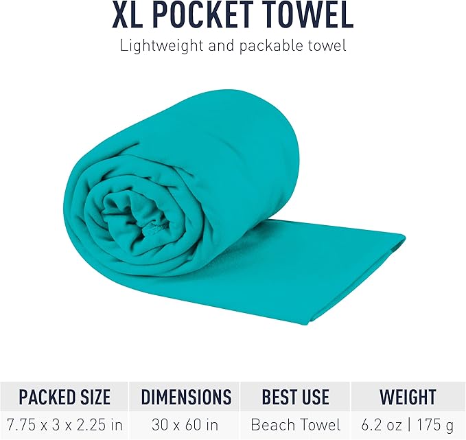 Sea to Summit Portable Pocket Towel for Camping, Gym, and Travel