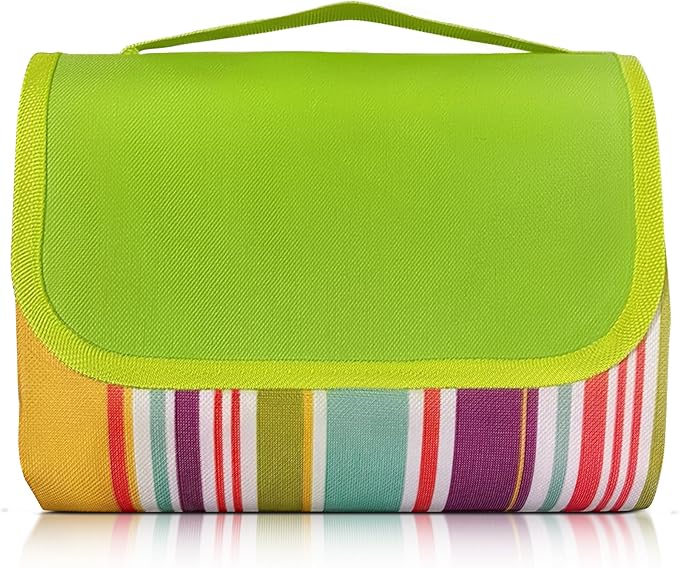Picnic Blankets - 79''x77'' Extra Large Waterproof Sandproof Foldable Washable Beach Blanket with Carrying Handle - Oversized XL Outdoor Mat, Green