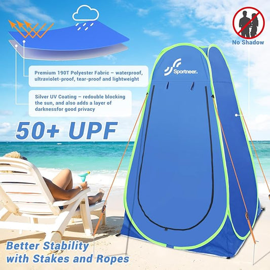 Sportneer Pop Up Privacy Shower Tent, Portable Changing Room Pop Up Changing Tent 75inches x 47inches x 47inches Shower Tent with Carry Bag for Camping & Beach, Easy Set Up, Foldable