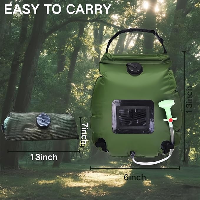 Outdoor Camping Solar Portable Shower,5 Gal/20l Solar Showers for Camping,Portable Shower Bag for Camping,Hiking,Swimming,Camping Gear