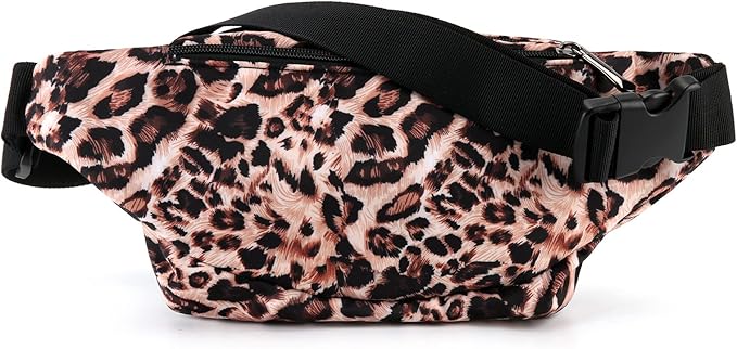 Oxpecker Waist Pack Bag with Rain Cover, Waterproof Fanny Pack for Men&Women, Workout Traveling Casual Running Hiking Cycling, Hip Bum Bag with Adjustable Strap for Outdoors (Leopard print)