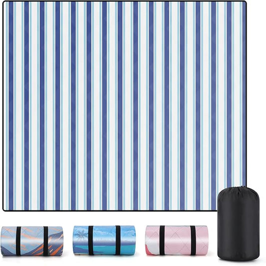 Lightweight Waterproof 60x80'' Picnic Blankets Huge Anti Sand Packable Beach Grass Park Matt Fold up Camping Tent Rug for Inside Summer Camp Roadtrip Gear Backpacking Travel Trailer Essential