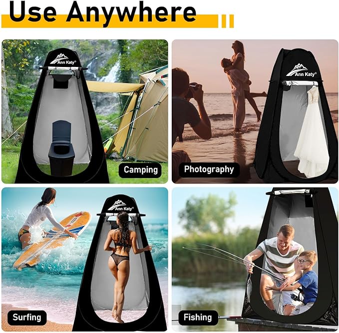 Portable Toilet with Pop Up Privacy Tent,XL Large Portable Toilet for Adults, Outdoor Camping Shower Tents Changing Room Emergency Folding Toilet Tent Kit with Carry Bag for Camping/Hiking