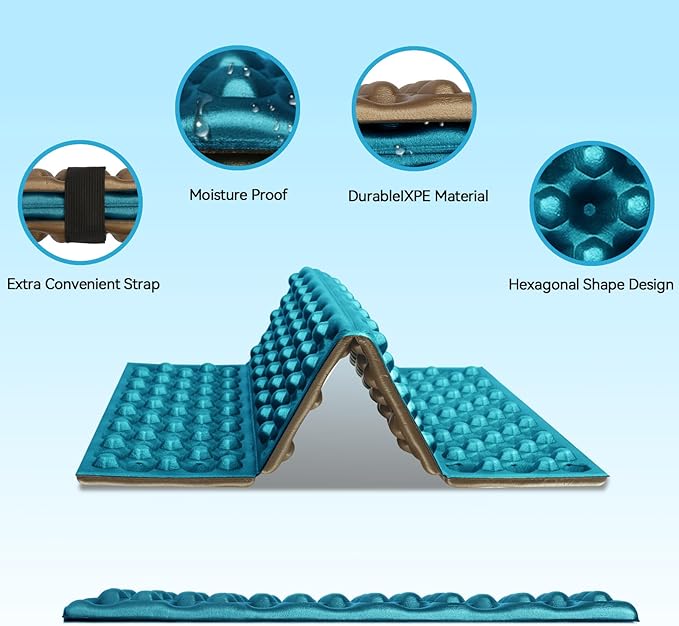 Foam Seat Mat for Camping, Foldable Seat Pat Cushion,Waterproof IXPE Sitting Pad for Outdoor Camping, Stadium,Backpacking Travel,Hikking,Picnic,Stadiums and Bleachers