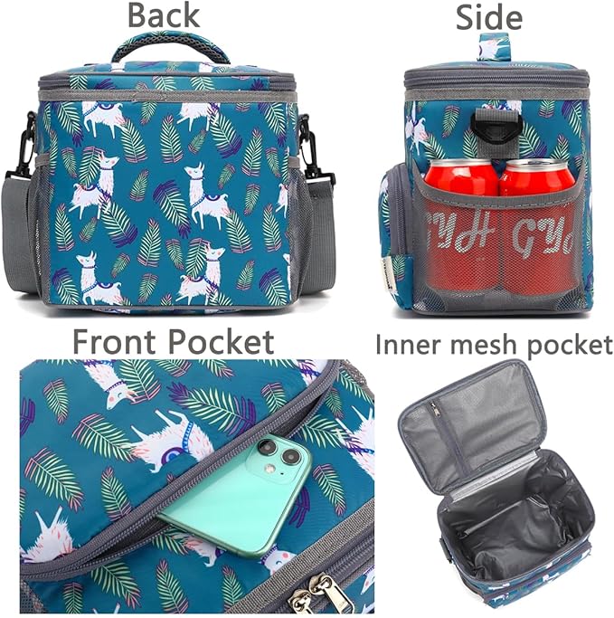 Insulated Lunch Bag for Adult/Women/Men, Reusable Large Lunch Box Cooler Soft Leakproof Tote, Thermal Meal Prep Lunch Pail with Adjustable Shoulder Strap for School/Travel/Office, Alpaca