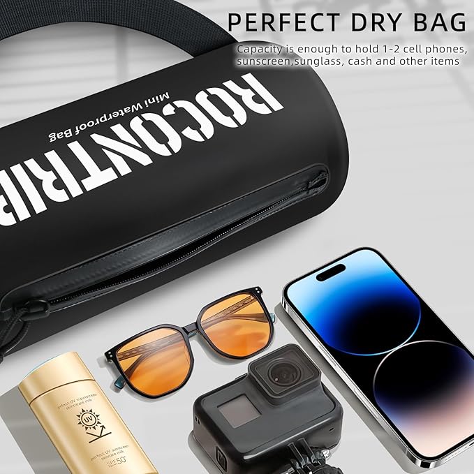 ROCONTRIP Crossbody Waterproof Bag IPX8 Dry Bag With Airtight Zipper Dry Sacks lightweight Portable Swimming Bag For Swimming Kayaking Camping Boating Rafting Fishing Travelling Snorkeling