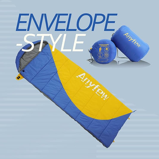 Nylon Sleeping Bag,Blue & Yellow,Flannel Cotton,Portable Tightening Bag Lightweight,Cold Weather Sleeping Bag Waterproof-Warm Camping Hiking Outdoor Travel Hunting