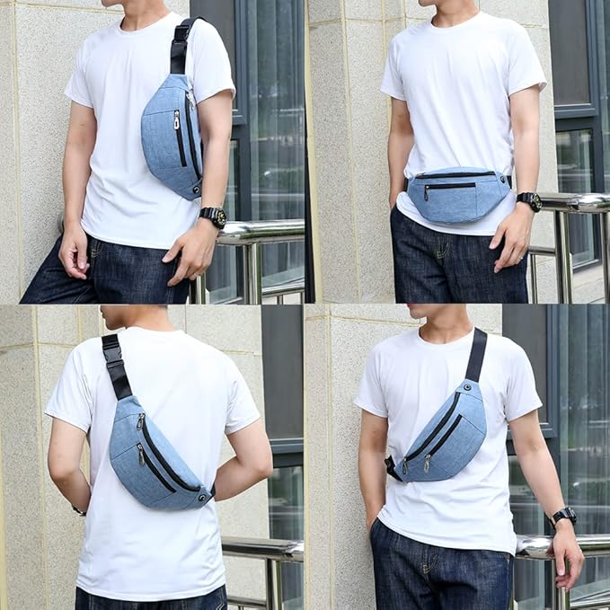 Fanny Pack for Men & Women, Fashion Waterproof Waist Packs with Adjustable Belt, Casual Bag Bum Bags for Travel Sports Running.