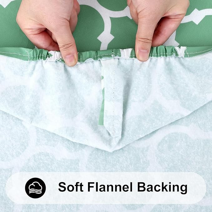 Smiry Rectangle Picnic Table Cover, Waterproof Elastic Fitted Camping Tablecloths for 8 Foot Tables, Wipeable Flannel Backed Vinyl Tablecloth Protector for Indoor, Outdoor (Sage Green, 30x96 Inches)