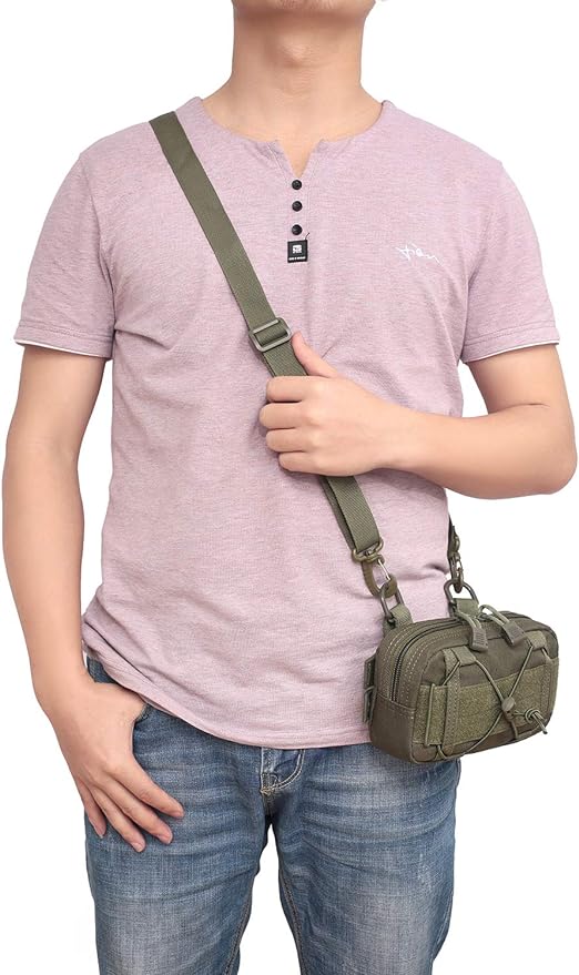 Tactical Molle Horizontal Admin Pouch Compact 1000D Utility EDC Tool Bag with Shoulder Strap