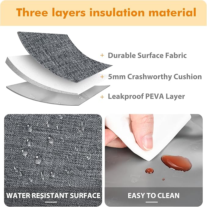 Tirrinia Large Insulated Lunch Box for Women Men, Double-Layer Leak-Proof Reusable Lunch Bag with 4 Pockets for Adult, Lunch Bag Cooler Tote for Office Work and Travel,Carbonarius