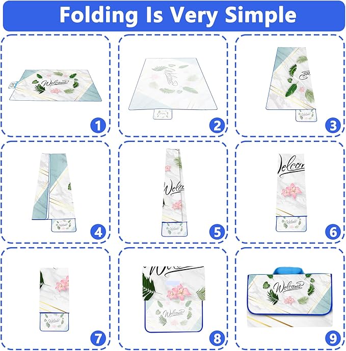 Picnic Blanket, Foldable Waterproof Sand Mat, Extra Large Picnic Blanket Outdoor Picnic Mat Beach Blanket for Park Grass Camping Hiking Travel Family Concerts