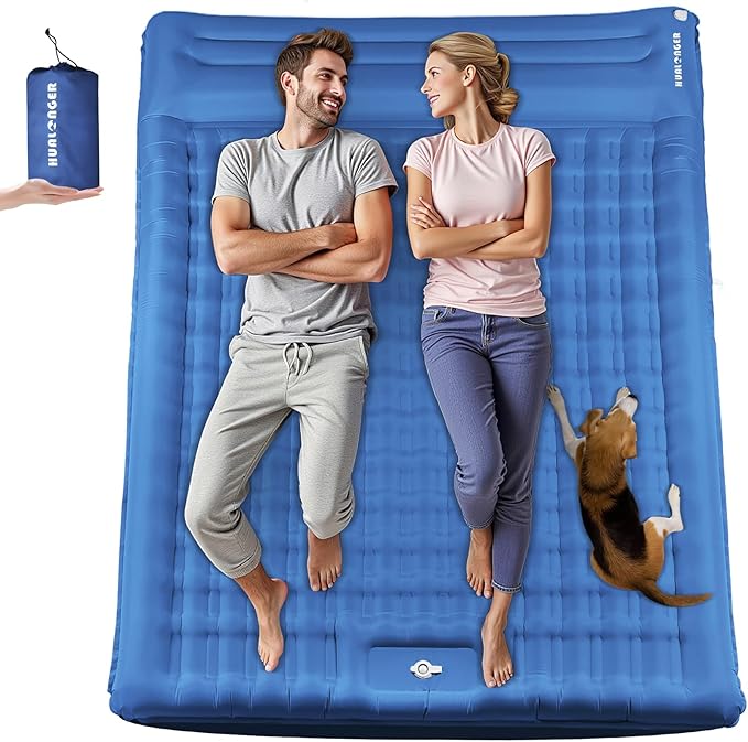 Double Sleeping Pad Camping, 6" Extra Thick Camping Pad with Pillow Built-in Foot Pump Waterproof Inflatable Sleeping Mats for Camping, Backpacking, Hiking,Traveling Tent