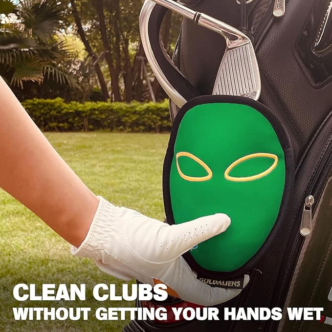 Golf Club Cleaner & Ball Cleaning Bag,Original Three-Layer Fabric Waterproof Technology,Golfer's Ultimate Green Clean Scrub Equipment Accessories,Removable Clips to Support Machine Washing
