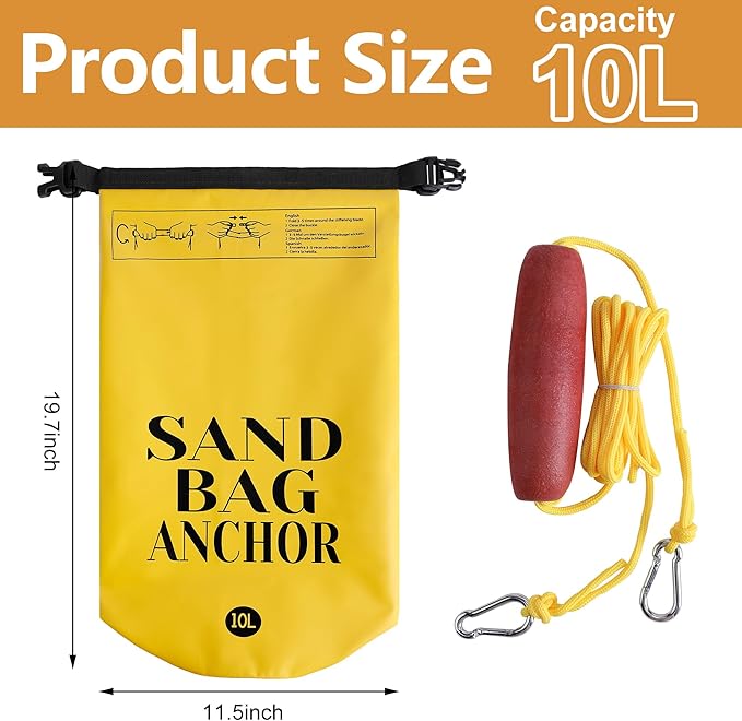 RunNico 500D Sand Anchor for Small Boats,2 in 1 PWC Jet Ski Anchor Kit with Adjustable Buoy,Waterproof Dry Bag for Jet Ski, Kayak, Boat, Watercraft and Canoe