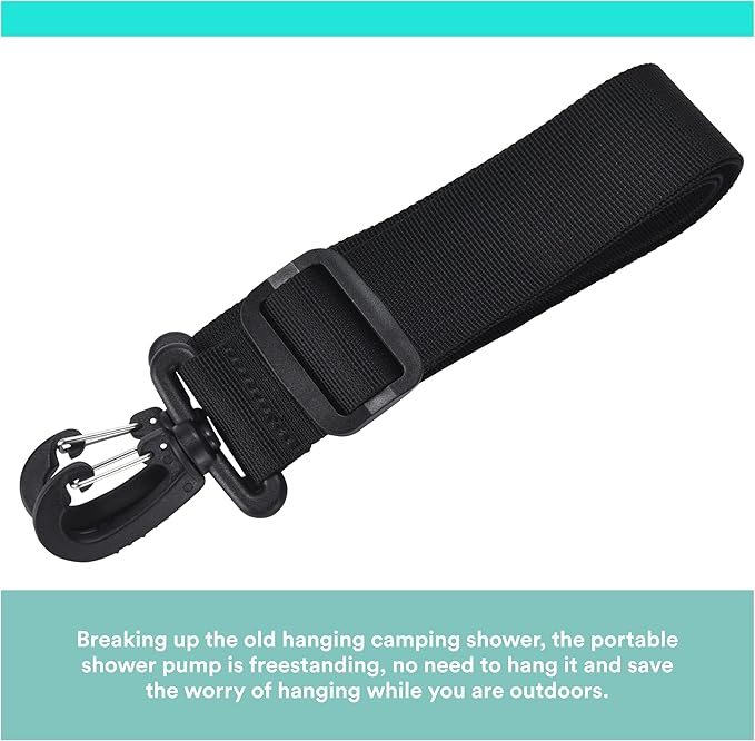 HappyPo Camping Shower - Portable Camping Solar Shower Pump- Shower Bag with Pressure Foot Pump with Temperature Indicator - Camp Water Equipment for Road Travel