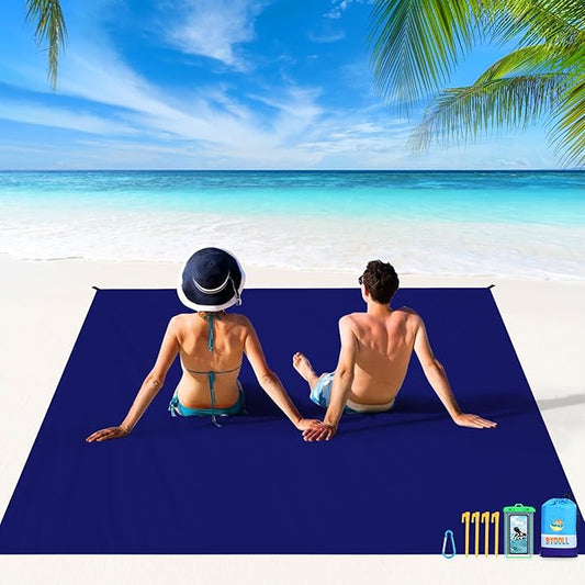 BYDOLL Beach Blanket 78''X81'' 4-7 Adults Oversized Lightweight Waterproof Sandproof Blanket for Beach Large Picnic Mat Travel Camping