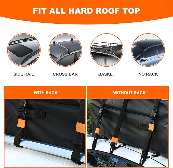 MeeFar Rooftop Cargo Carrier Car Roof Bag 20 Cubic Feet 100% Waterproof Car Top Carrier, Fits All Vehicle with/Without Rack,Include Anti-Slip Mat,10 Reinforced Straps,6 Door Hooks,Luggage Lock