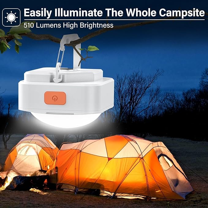 Rechargeable Camping Lights FLY2SKY Tent Lights Mini Flashlight Portable LED Camping Lantern Survival Gear Camping Accessories for Hiking Backpacking Fishing Hurricane Emergency Outage
