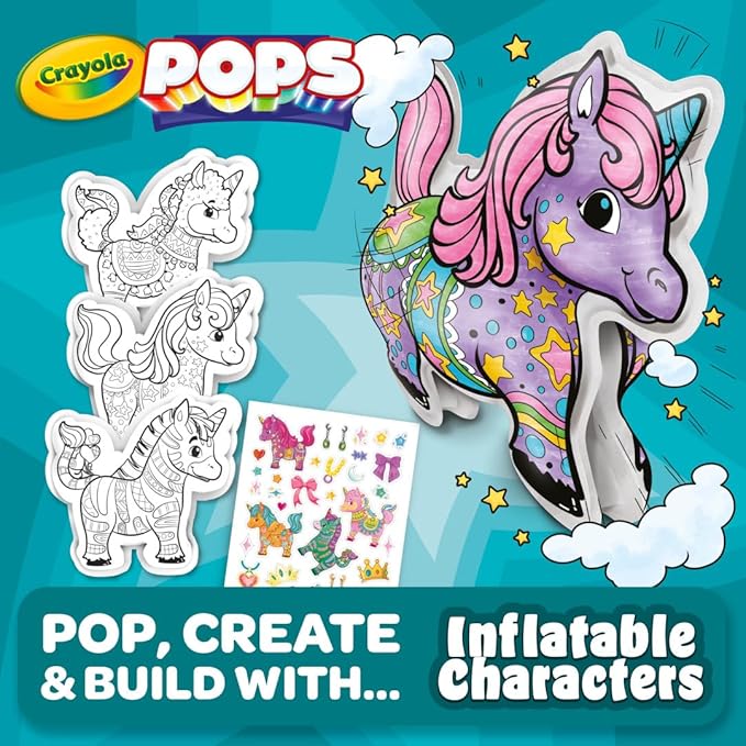 Crayola Pops Inflatable Characters, Coloring Set for Kids, Gift for Boys & Girls, Ages 5, 6, 7, 8