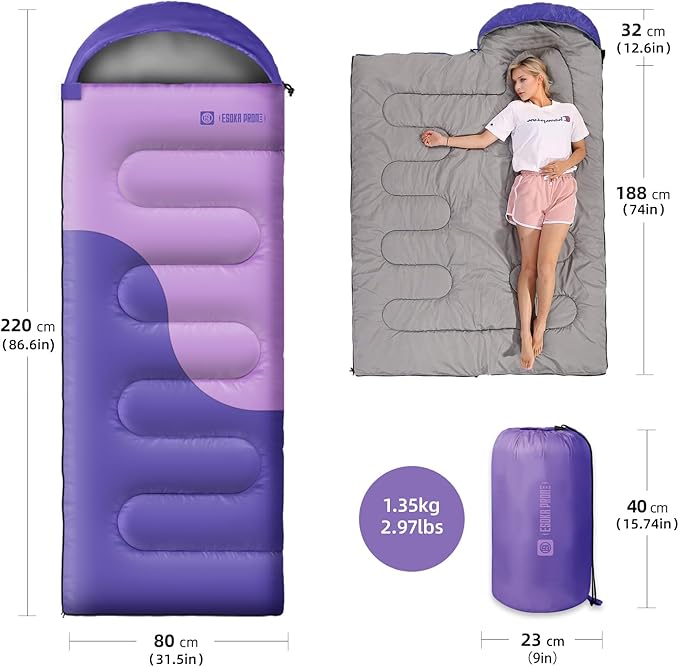 Sleeping Bags for Adults&Kids,Lightweight Waterproof Warm Weather Sleeping Bag,Compact Portable Sleeping Bag for Camping,Essentials Gear for Camping Hiking Outdoor Travel