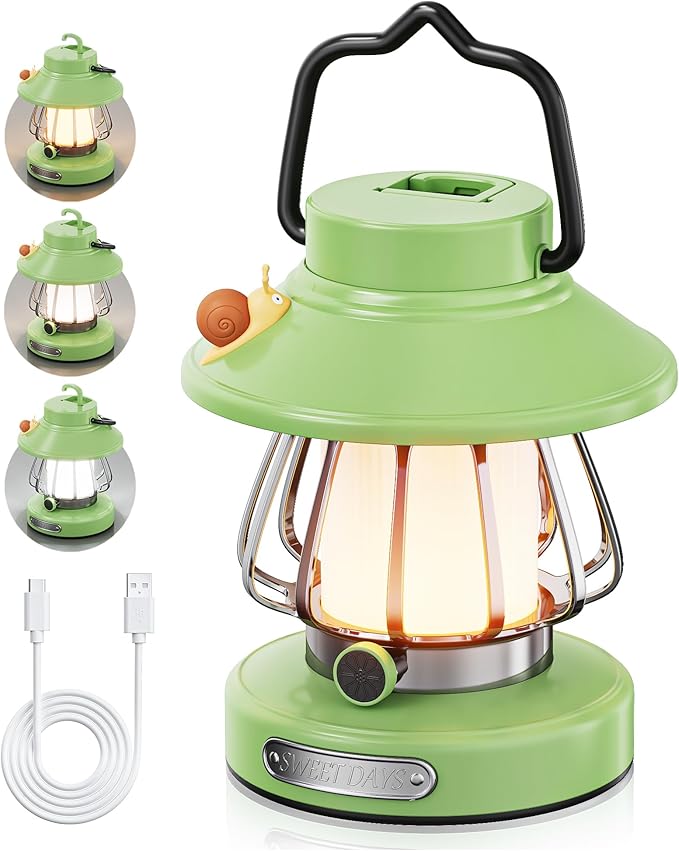 HOMY New Gear lamp for Kids Set Toddler Flashlight Convenient LED Light Rechargeable Battery Operated Outdoor Indoor Essentials Table Portable Night Light Green Gift Electric Camping Lanterns Snail