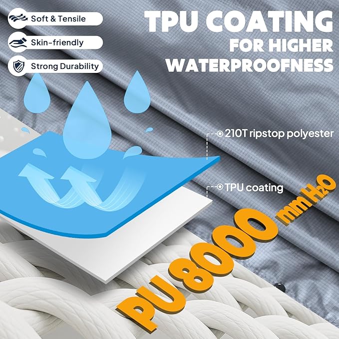 ANYOO Hooded Rain Poncho for Adults Waterproof Lightweight Rain Coat for Men Women Reusable Rain Jacket for Emergency Outdoor