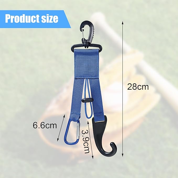 Baseball Softball Gear Hanger Dugout Organizer -Multipurpose Hanging Buckle Metal Hangers for Hold Outdoor Sports Equipment, Camping, Gloves, Helmets, Bats, Water Bottle Holder (Blue)