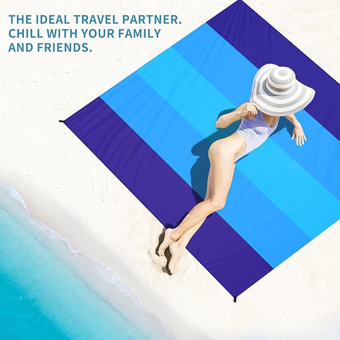 BYDOLL Beach Blanket Waterproof Sandproof 78''×81'' Suits1-4 Adults Compact Lightweight Oversized Sand-Free Blanket Large Picnic Mat for Beach Travel Camping Hiking