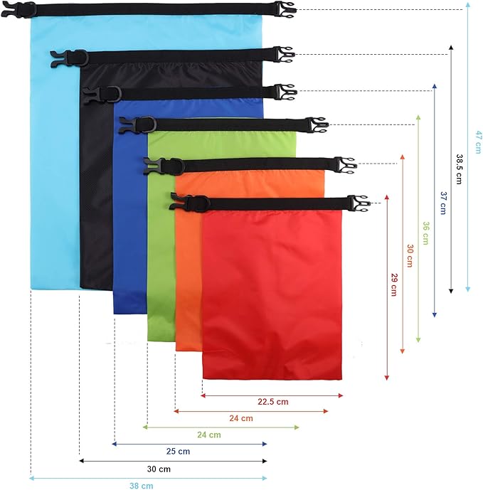 Shappy 6 Pcs Waterproof Dry Bag Set 6 Sizes Lightweight Sacks and Long Adjustable Shoulder Strap Outdoor Water Proof Keep Gear Dry Bag Stuff Sacks for Backpacking, Boating, Hiking, Camping (Colors)