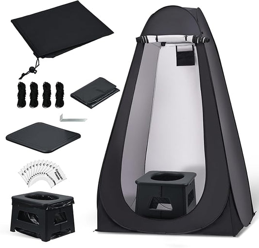KNINE OUTDOORS Portable Camping Toilets with Height of 10.24", Privacy Tent with Carry Bags, Portable Potty for Outdoors, Washable and Foldable for RV Travel