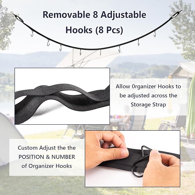 Hockey Hanger 58Inch Portable Gear Rack Organizer with 2 Adjustable Hooks for Home, Outdoor, Ice Hockey, Skating, Camping, Fishing