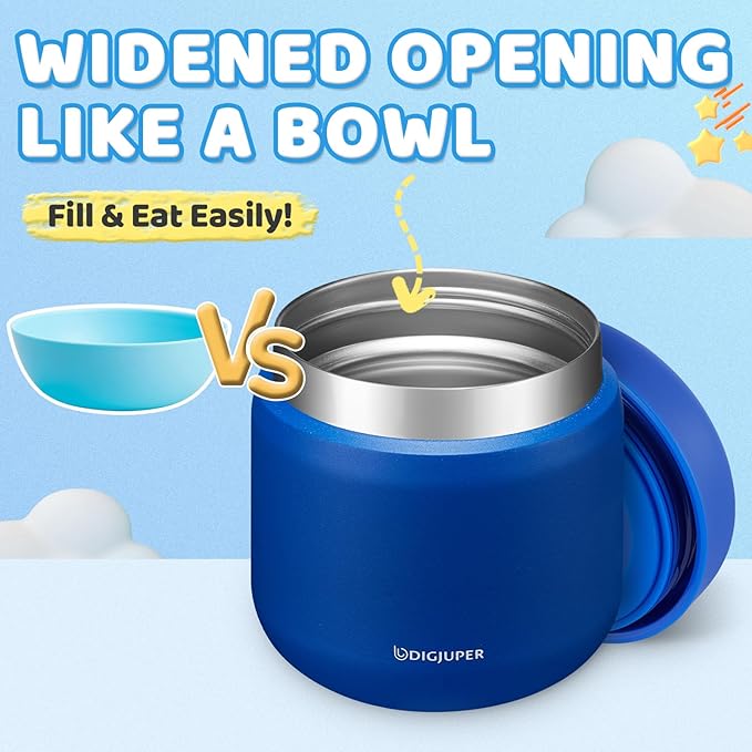 9oz Lunch Containers For Kids Adults - with Insulated Lunch Bag & BPA-Free Folding Spoon for School Office, Thermal Jar for Hot Food LeakProof, Wide Mouth Stainless-Steel Baby Food Jar Soup Container