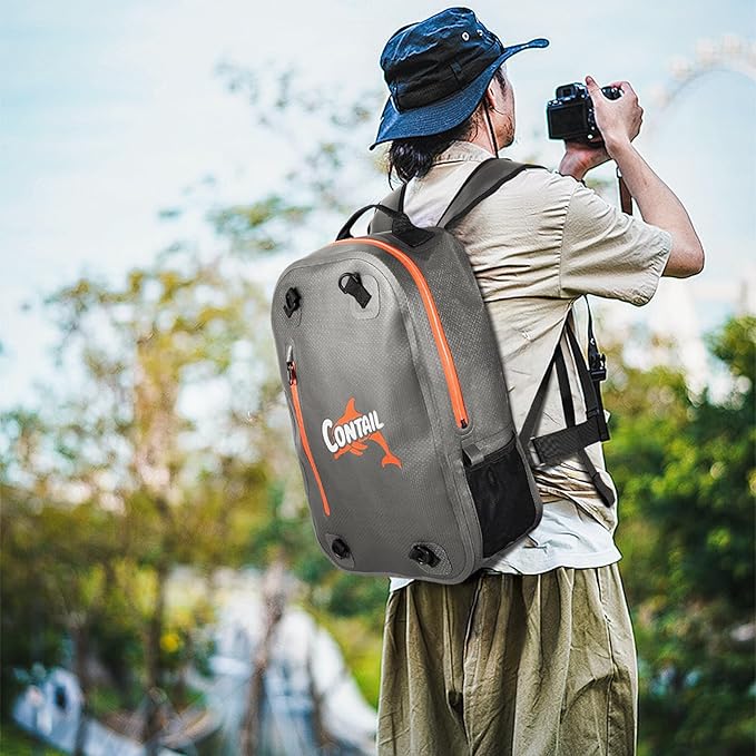 CONTAIL 25L IPX7 Submersible Dry Bag Backpack,Waterproof Travel Laptop Bag with Airtight Zippers for Boat,Fishing,Kayak